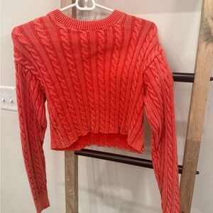 Aerie Coral Cable Knit Sweater